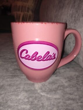 Cabela's Pink Ceramic Logo Mug with Magenta Trim